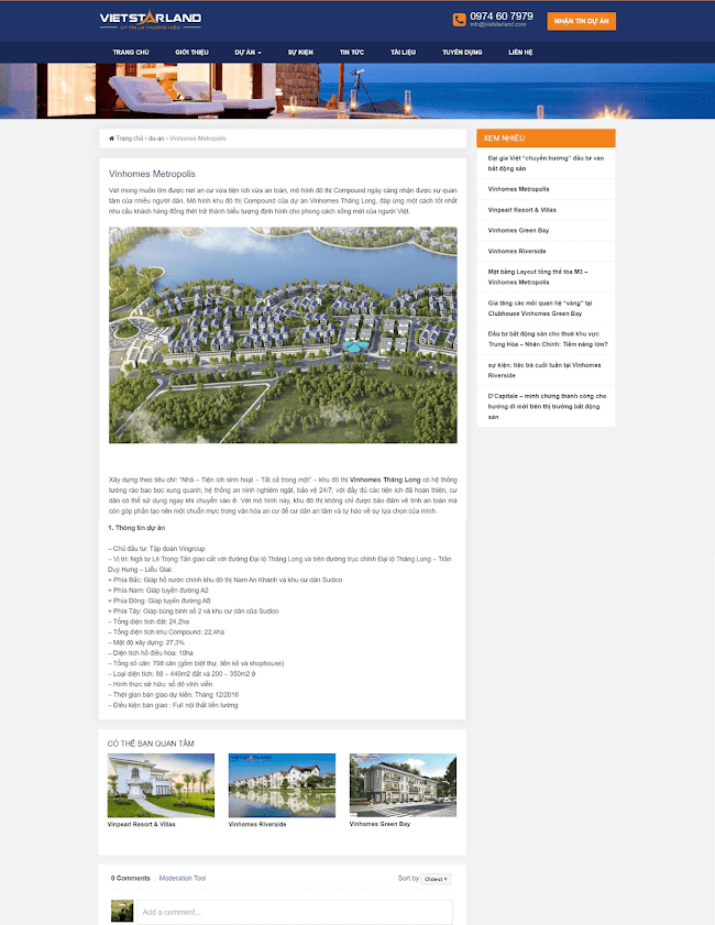 Template blogspot bất động sản Vietstarland